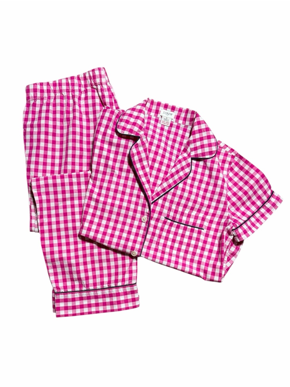 J. Crew Pink Gingham Cotton Pajama Set Size Small